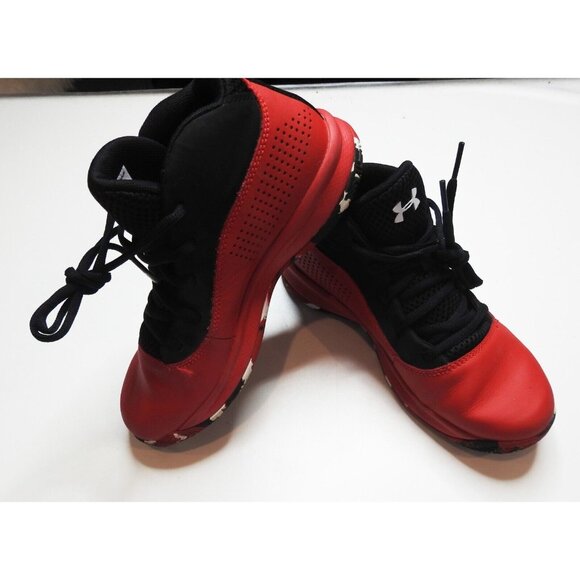 Under Armour Boys Lockdown Red Basketball Sneakers Size 3 Youth - Sporty Style, - Picture 4 of 8